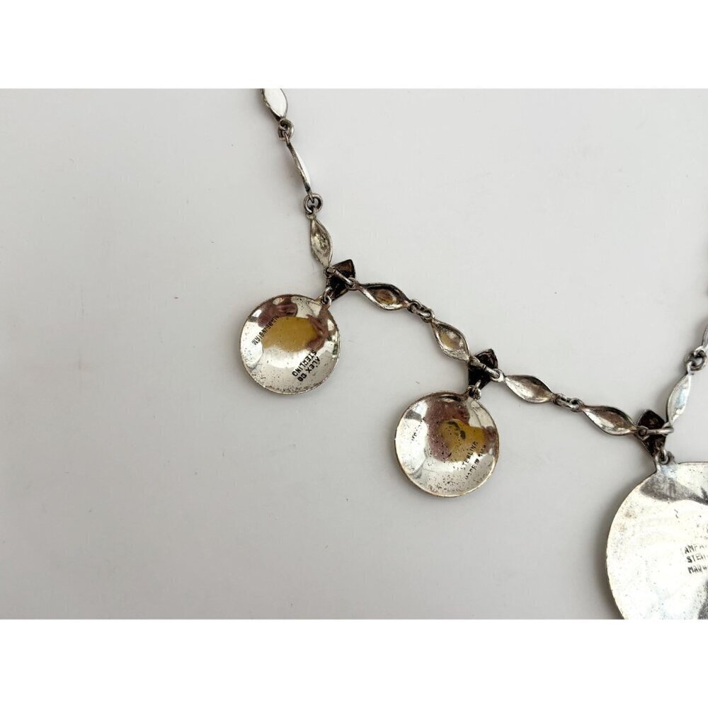Rare Siam Sterling Silver White Multi-Figure Thai Made 30's 925 Vintage Necklace - Picture 12 of 16